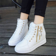 Womens High Tops Hidden Wedge Sneakers Platform Shoes High Heels Sneakers Woman Casual Shoes New Double Zippers Women Trainers 2024 - buy cheap