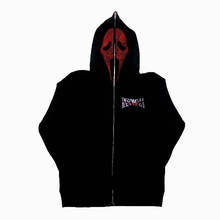 Men's Rhinestone Skull Red Print Streetwear Oversized Hoodie Men's Jacket Jacket Harajuku Goth Y2k Clothes Grunge Zip Hoodie 2024 - buy cheap