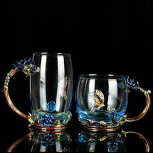 Tazas de café personalizadas de vidrio esmaltado, taza de té Vintage de lujo con cuchara, decoración de Metal, regalo creativo H1125 2024 - compra barato