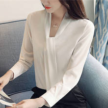 Blouses Woman 2021 Autumn Long Sleeve Women Shirts Bow V-neck Office Ladies Tops Chiffon Blouse Womens Tops And Blouses A639 2024 - buy cheap