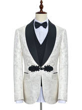 New Arrival Jacquard Groomsmen Shawl Lapel Groom Tuxedos Men Suits Wedding/Prom Best Man Blazer ( Jacket+Pants+Vest+Tie) A44 2024 - buy cheap