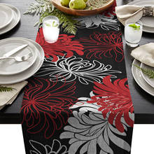 Bandeira de mesa decorativa da casa com tema crisântemo vermelho e branco, toalha de mesa decorativa da festa da casa 2024 - compre barato