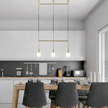 Lámparas de araña de estilo nórdico para decoración del hogar, lámparas de araña LED de barra larga dorada y negra, lustre para LOFT 2024 - compra barato