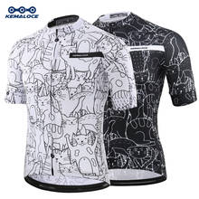 KEMALOCE Breathable Unisex White Cartoon Cat Cycling Jersey Spring Anti-Pilling Eco-Friendly Bike Clothing Top Road Team Bicycle 2024 - buy cheap
