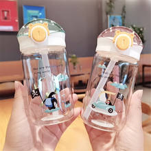Botella de agua portátil de plástico con diseño de oso blanco para beber, vaso de té de dibujos animados, ciervo, deporte al aire libre, acampada, suministros de gimnasio, 340ml 2024 - compra barato