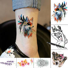 Tatuaje temporal a prueba de agua pegatina Sexy zorro pluma de colores Animal tatuaje falso mano brazo Flash tatuaje para niños niñas hombres mujeres 2024 - compra barato