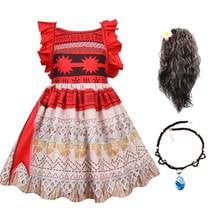 Moana Adventure Outfit for Girls Summer Princess Dress Up Set Children Vaiana Costume with Necklace Kids Halloween Clothes 2024 - buy cheap