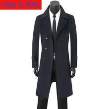 New Men Cashmere Overcoat Jacket Youth Wool Warm Tide Casual X-long Double Breasted Thick Mens Wool Coat Plus Size S-7XL 8XL 9XL 2024 - buy cheap