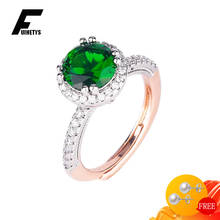 Classic Ring 925 Silver Jewelry Round Shape Emerald Zircon Gemstones Finger Rings Accessories for Women Wedding Engagement Party 2024 - buy cheap