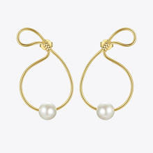 ENFASHION Metal Bag Shape Pearl Drop Earrings For Women Gold Color Simple Curve Dangle Earings Fashion Jewelry Oorbellen E191128 2024 - buy cheap