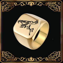 Массивное кольцо из нержавеющей стали с гравировкой от A до Z, кольцо золотистого цвета в стиле панк для мужчин и женщин, полированные ювелирные изделия на палец 2024 - купить недорого