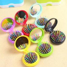 Portable Round Pocket Hair Comb Mini Airbag Detangling Hair Brush Travel Folding Massage Combs with Mirror Hair Styling Tools 2024 - buy cheap