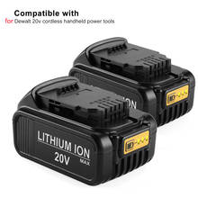 2 упак./лот 18V 6000mAh литий-ионный аккумулятор для DeWalt DCB180,DCB181,DCB182,DCB200,DCB201,DCB201-2,DCB203 может заменить 20V 2024 - купить недорого