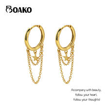 Boako brincos de prata 925 para mulheres, em ouro, estrela, dourada, piercing ohrringe chian, argola, joias de luxo, presentes para festas 2024 - compre barato