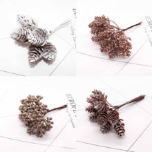 Flores artificiales de piña, hierba Artificial de pino, conos de nueces para boda, decoración de Navidad, álbum de recortes DIY, 6 uds./10 Uds. 2024 - compra barato