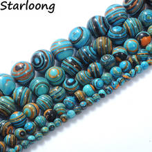 Natural Blue Malachite Stone Round Loose Ball Beads 15" Strand 4 6 8 10 12MM For DIY Jewelry Making bracelet Wholesale Accessory 2024 - buy cheap