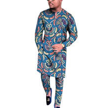 Nigerian Fashion Men's V-Neck Shirts With Print Trousers African Wax Garment Male Pant Sets Traditional Wedding Party Wear 2024 - buy cheap