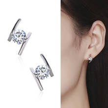 Pendientes redondos de plata esterlina 925 para mujer y niña, joyería de boda, Aretes de rombos, Circonia cúbica AAA, elegante 2024 - compra barato