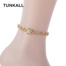 TUNKALL-tobillera ostentosa de 9MM para mujer, cadena de latón de 9 pulgadas y 10 pulgadas, Mirco, ajuste de clavija para pie, joyería A006 2024 - compra barato