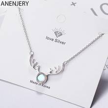 ANENJERY Silver Color Shiny Colorful Moonstone Chain Necklace Elk Deer Antlers Pendant Necklace For Christmas Gift S-N362 2024 - buy cheap