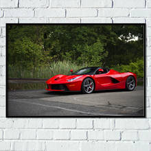 Современная картина обои Supercar Ferraris LaFerrari красная машина настенные художественные плакаты на холсте для домашнего декора комнаты 2024 - купить недорого