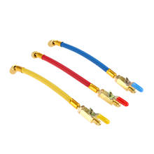 3Pcs 9.8" R134A R410A Refrigerant AC Charging Hoses 45 degrees angled connector and Manual Shut-off Valve 1/4" male and female 2024 - buy cheap