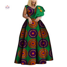 Bintarealwax-Vestidos africanos de Dashiki para mujer, vestido de fiesta Bazin de un hombro, Vestidos africanos de talla grande WY3834 2024 - compra barato