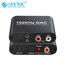 Esyic-conversor de áudio digital para analógico, adaptador de áudio dac coax coaxial óptico toslink rca r/l de 3.5mm 2024 - compre barato