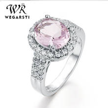 WEGARASTI-Anillo de plata de primera ley y zafiro rosa para mujer, sortija, plata esterlina 925, Circonia cúbica, zirconia, circonita, zirconita, circón, estilo clásico, compromiso, fiesta, 925 2024 - compra barato