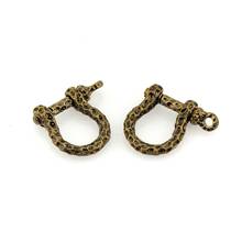 1pcs Antique Solid brass D bow shackle key chain ring Fob clip connecting hook Leather craft DIY accessories 2024 - buy cheap