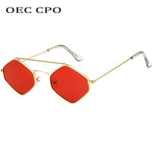 Oec cpo senhoras olho de gato óculos de sol feminina design da marca moda polígono óculos de sol feminino vintage metal quadro uv400 tons eyewear 2024 - compre barato