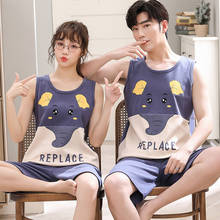 Vest Pajama Sets Couple Cute Cat And Fish Sweet Girls Summer Sleeveless Sleepwear Cartoon Plus Size 3XL,4XL Pyjamas Loose 2024 - buy cheap