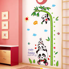 [shijuekongjian] Panda Bamboo Wall Stickers DIY Animals Height Measure Wall Decals for Kids Room Baby Bedroom Home Decoration 2024 - buy cheap