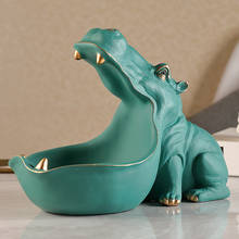 Estatua de hipopótamo para llaves, contenedor de dulces, escultura de resina, adornos de escritorio, vajilla para decoraciones del hogar, Accesorios 2024 - compra barato