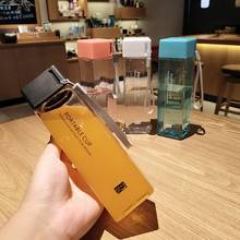 Square frosted plastic water bottle portable transparent bottle juice leakproof outdoor sports travel camping bottle 2024 - compre barato