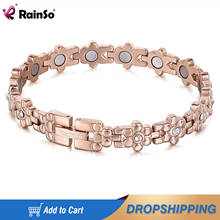 Rainso Stainless Steel Bracelet For Women  Magnetic Bracelet Homme Viking Rose Gold  Fashion Flower Jewelry Women's Hand Chain 2024 - buy cheap