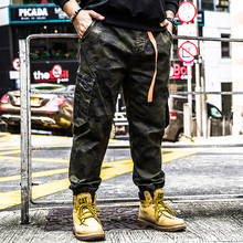 Calças de camuflagem dos homens da moda tornozelo legth calças grandes tamanhos 5xl 6xl cintura elástica com banda hip hop streetwear camo carga jogger 2024 - compre barato