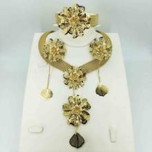 Bridal gift fashion high quality African jewelry set female necklace earrings bracelet travel gold jewelry set 2024 - buy cheap