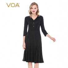 VOA Black Silk Knitted Dresses Women Soild Color Back Lace Dress Package Hip Slim Fit Dress for Women 2021 Female Clothing AE293 2024 - buy cheap