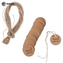 100Pcs Party Favors Gift Blank Kraft Paper Handmade With Love Labels Hang Tags  With 20m String Tag Labels 2024 - buy cheap