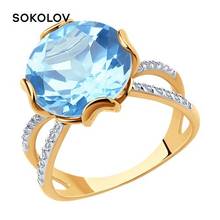 SOKOLOV ring gold with Topaz and cubic zirkonia fashion jewelry 585 women's male 2024 - buy cheap