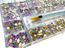 1000pcs design de strass para unha cristal diamante ab-20 formas sortidas arte de unha-strass-vidro-plano base + 1 caneta de cera (1000pcs) 2024 - compre barato