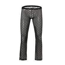 Pantalones sexis de rejilla a la moda para hombre, con transparencias, divertidos pantalones largos de pijama para hombre, pantalones cómodos para dormir 2024 - compra barato