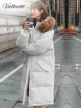 Casaco de inverno feminino vipróprio 2021, jaqueta quente com capuz, casaco grande com gola em pele 2024 - compre barato