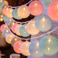 20 LED Cotton Ball Garland String Lights Christmas Fairy Lighting Strings for Outdoor Holiday Wedding Xmas Party Home Decoration 2024 - buy cheap