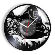 Monos de la jungla Reloj de pared de registro de vinilo Vintage Safari Animal arte regalo para niños bebé sala infantil niños decoración de pared reloj 2024 - compra barato