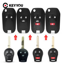 KEYYOU 2 кнопки флип складной чехол для дистанционного ключа от машины оболочка Fob чехол Стайлинг для Nissan Cube Micra Qashqai Juke Altima Maxima 2024 - купить недорого