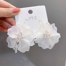 Korean Elegant Flowers Petal Hook Earrings for Women Girl Gold Color Metal Big Flower Dangle Earrings Wedding Jewelry Brincos 2024 - buy cheap