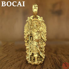 BOCAI S999 Sterling Silver Solid Pendant Buddha Guangong Statue Pure Argentum Amulet Hanging Jewelry for Men and Women 2024 - buy cheap