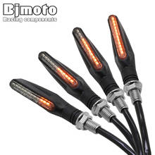 BJMOTO 4pcs Flowing LED Motorcycle Turn Signal Indicators Sequential Blinkers Flashers Flexible Bendable Amber Light Lamp 2024 - buy cheap